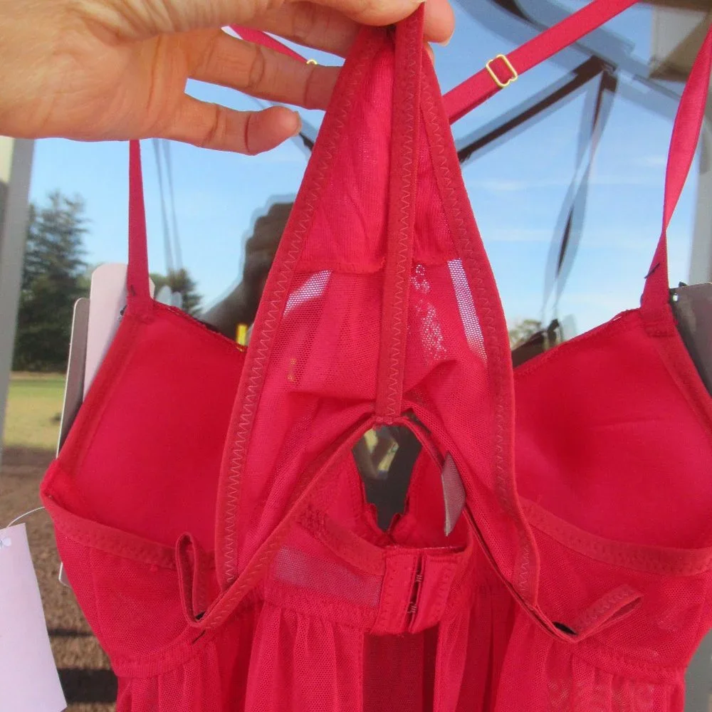 NWT push up baby doll & panty set red size S - Picture 14 of 16